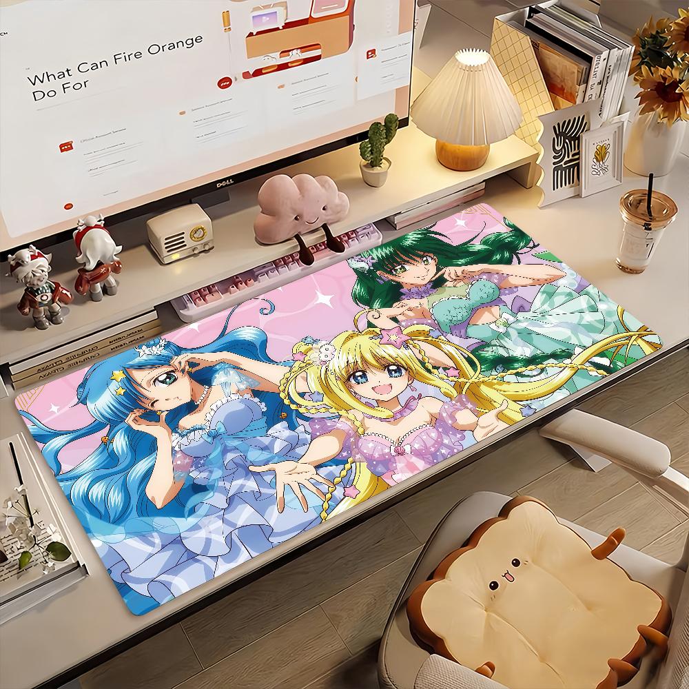 Anime M-Mermaid Melody Mouse Pad Anti Slip Rubber Edge Locked Thickened Laptop Gaming Desk Mat