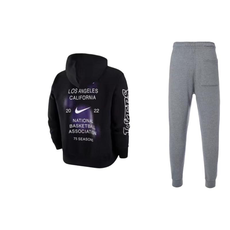 

Jordan Mixed Letter Print Knitted Fleece Pullover Hoodie Solid Color Logo Embroidery Drawstring Shorts Casual Sports Set DQ7341-091+DH9454-010 S