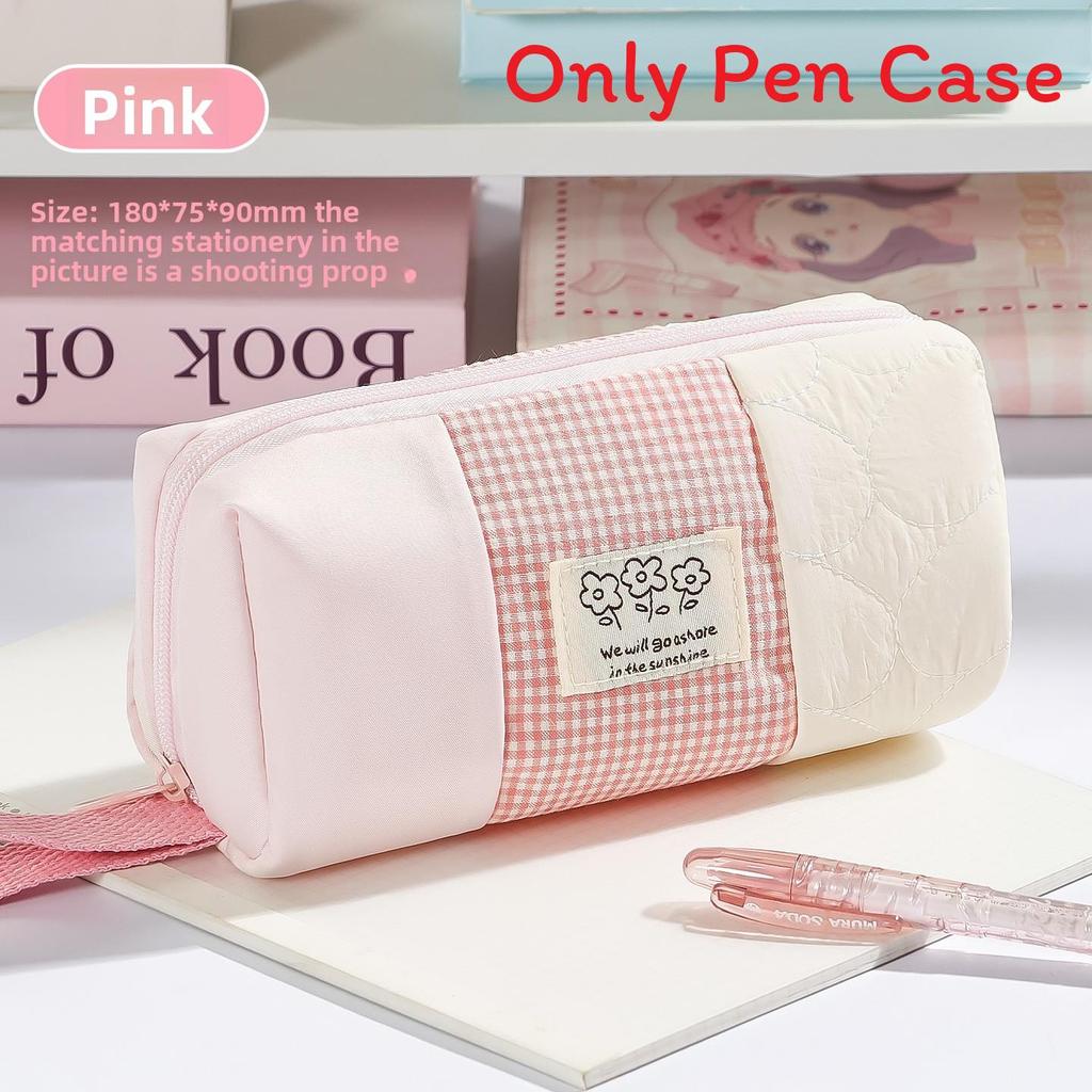 Style Fabric Pencil Case With Colorful Block Design For Students And Office Use