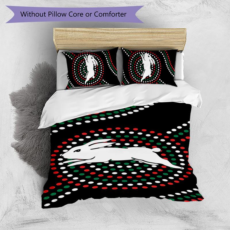 South Sydney Rabbitohs Set Lenzuola Stampato 3 Pezzi Copripiumino Morbido Traspirante Federe Set Lavabile Decorazione Camera da Letto Regalo per la Casa