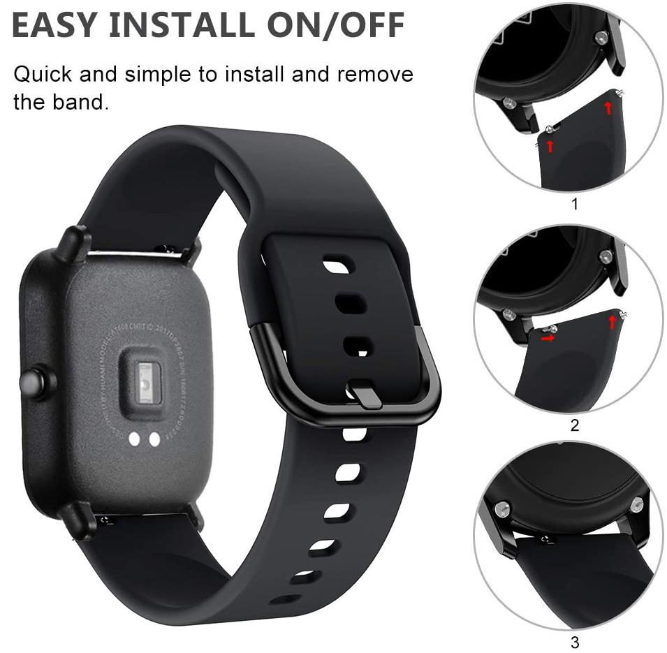 20mm 22mm Silicone Band For Amazfit GTS 4/3/2/2e/Mini/GTR 4 3 3 pro/GTR2/2e/stratos 2/3 Watch Bracelet Correa Amazfit Bip Strap