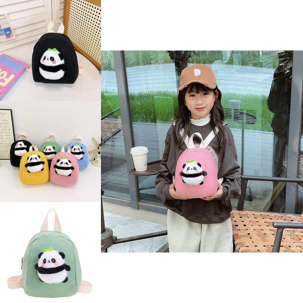 Adorable Cartoon Plush Panda Backpack For Kids With Breathable Canvas Material