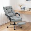 155 Degrees Reclining Faux Leather Swivel Office Chair -Grey