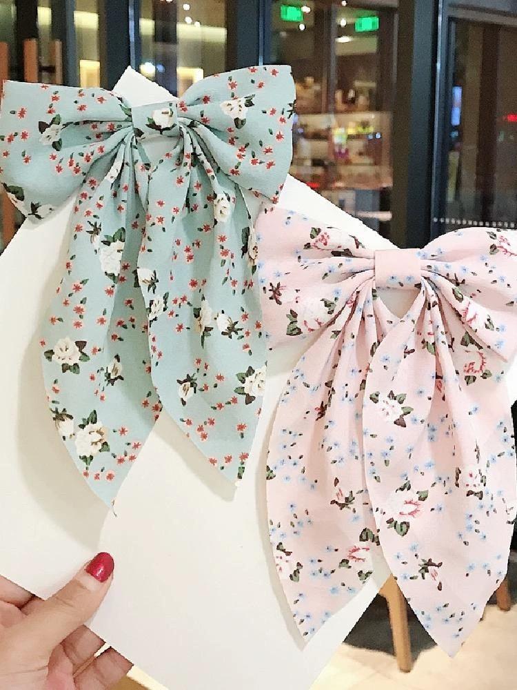 1 artistic style big bow hair clip Female small floral fresh bow back head duck beak clip hair clip