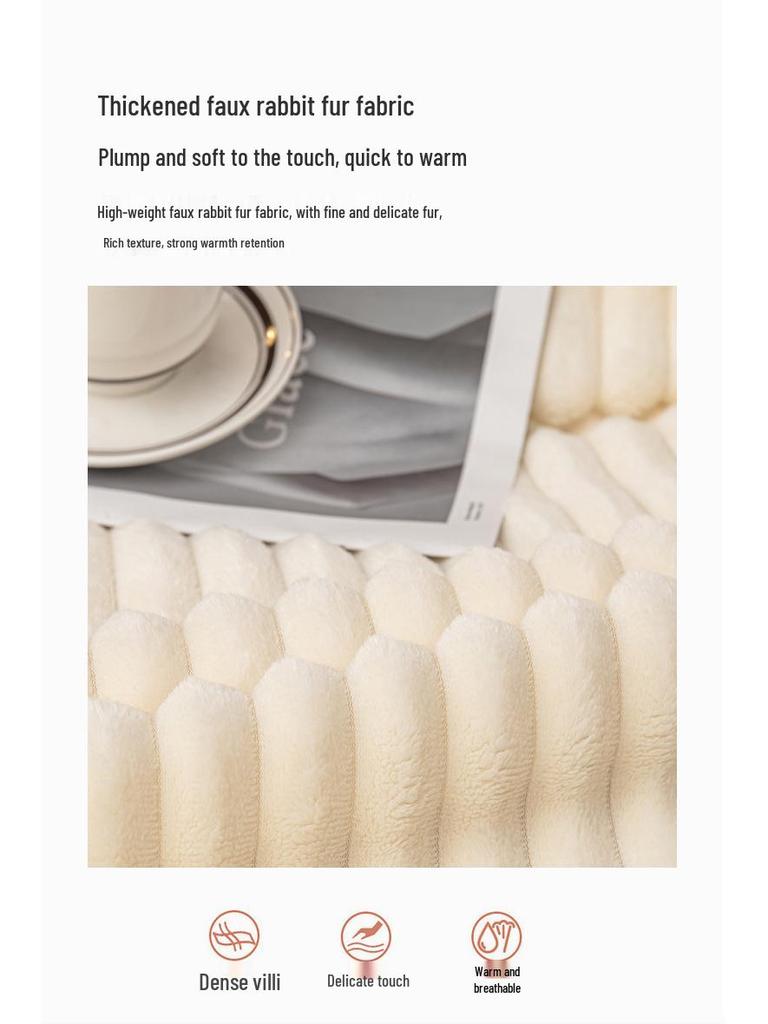 Dicke Plüschdecke aus Imitatkaninchenfell mit breitem Rippmuster für die Mittagspause oder zur Verwendung bei Klimaanlagen