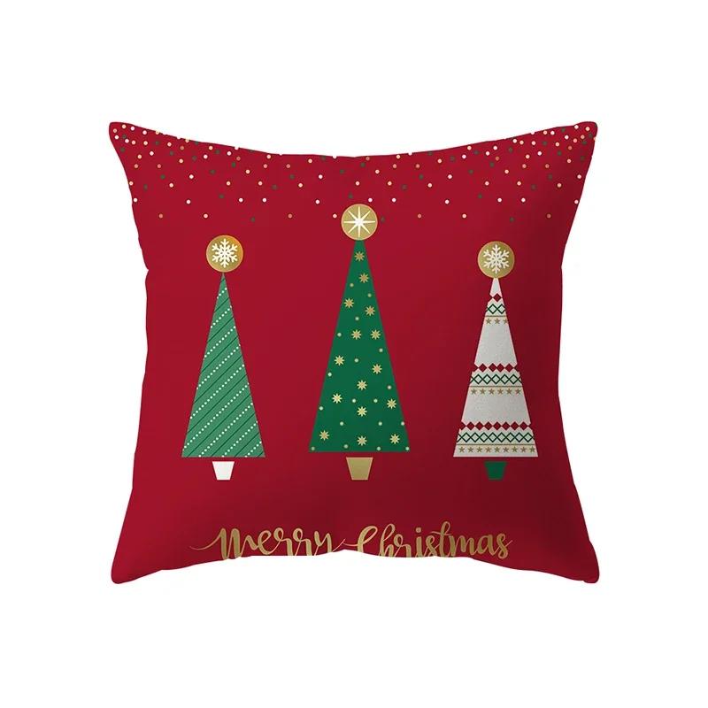 Merry Christmas Decorative Print Pattern Cushion Cover Home Living Room Sofa Decoration Square Polyester Pillow