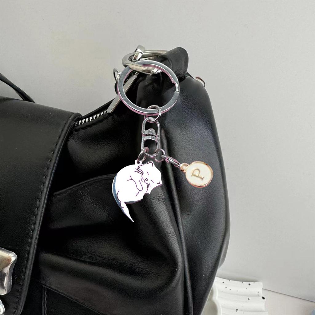 Matching Cat Pendant Keychains For Couples Stylish Black And White Design Ideal For Valentines Day Or Special Occasions