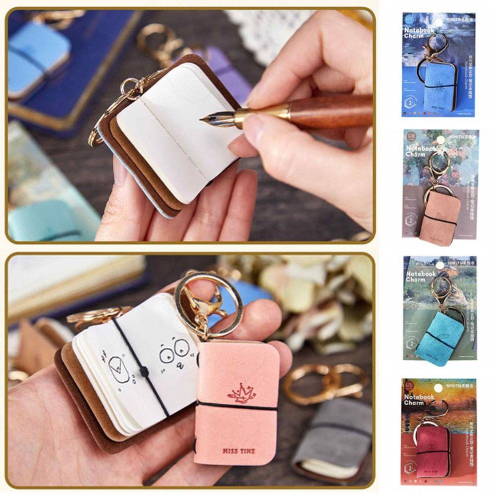 Cowhide Cover Tiny Leather Notebook Charm Decorative Travel Sketchbook Planner Backpack Decoration