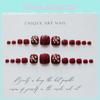 J35 Wine Red Flash Diamond Gel Toe Nail Art Finished Product Handcrafted Phototherapy False Foot Nail Decals Wholesale