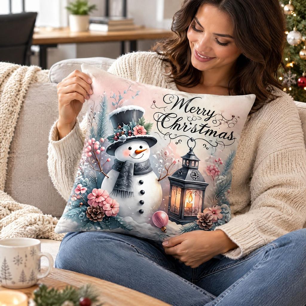 4 Pack Christmas Throw Covers, Cushion Pillowcases for Sofa Couch Home Decor