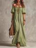 European and American New One-word Shoulder Sexy Cute Backless Lazy Bubble Sleeve Dress Loose and Elegant Long Dress Women