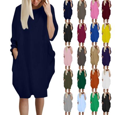 Lässiges Kleid mit Baggy-Tasche und langen Ärmeln für Damen in Übergröße