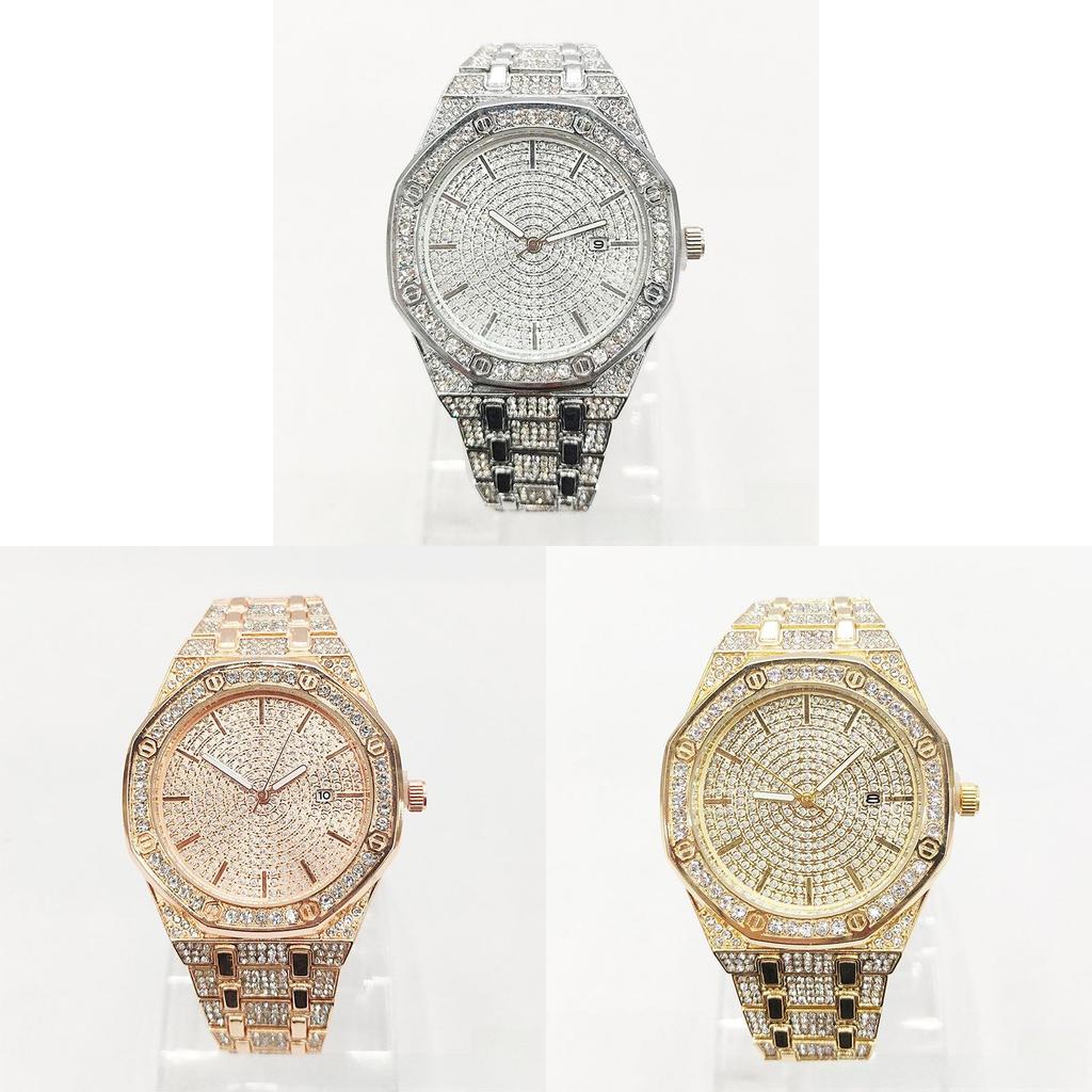Hip Hop Mc Style Quartz Watch With Calendar And Steel Band For Casual Wear