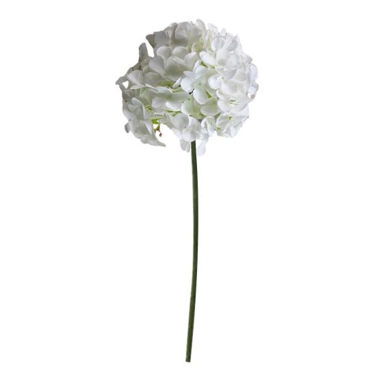 Realistic Artificial Hydrangea Flower Large Lifelike Faux Silk Flower with Stem Full белый