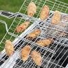Rejilla Portátil de Acero Inoxidable para Parrilla Barbacoa al Aire Libre Cesta para Asar Pescado Mango de Madera Herramienta para Barbacoa Camping Picnic Cocina