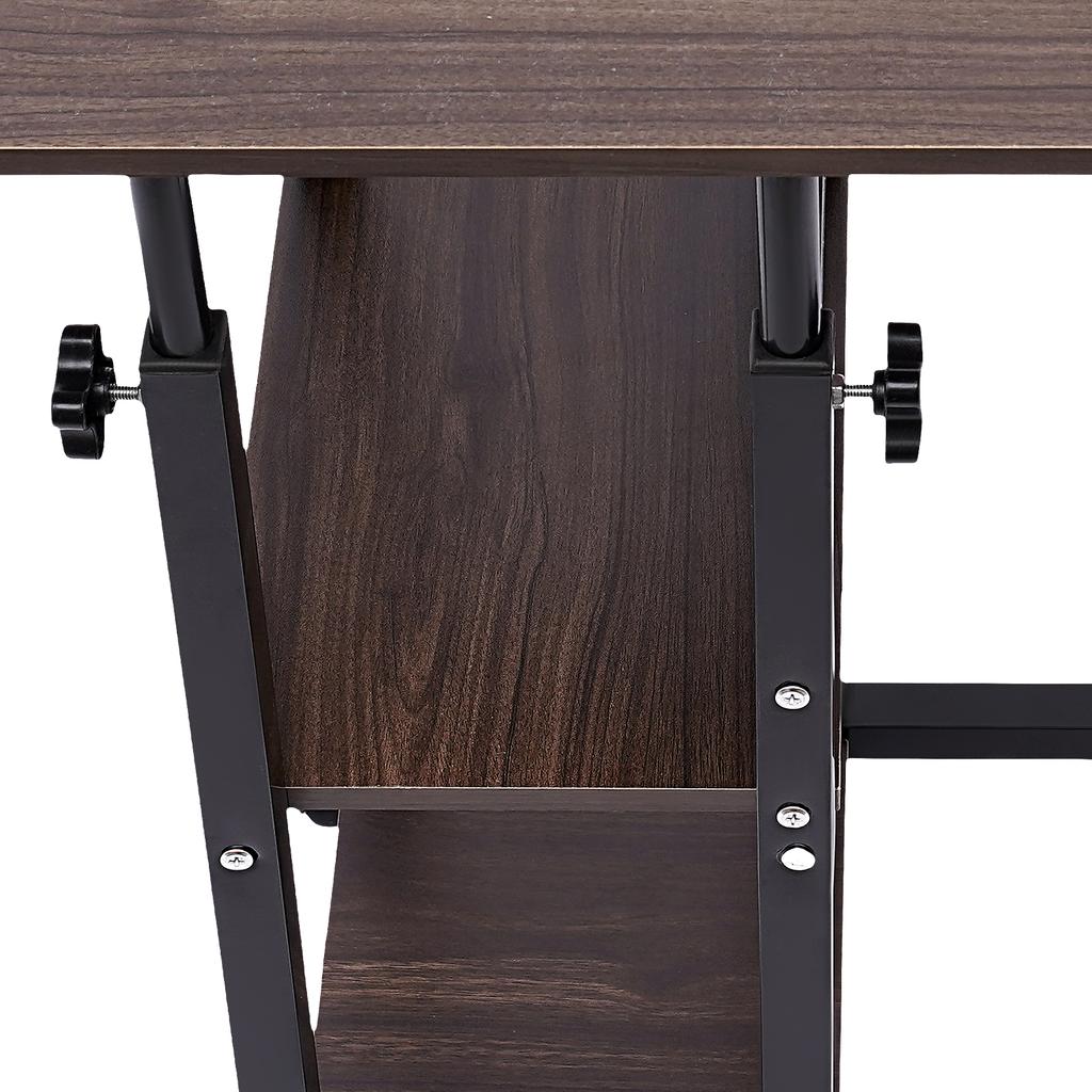 C-förmiger Beistelltisch verstellbar, höhenverstellbarer C-Tisch mit Rädern und Ablagefächern für Couch Bett Sessel Spanplatte