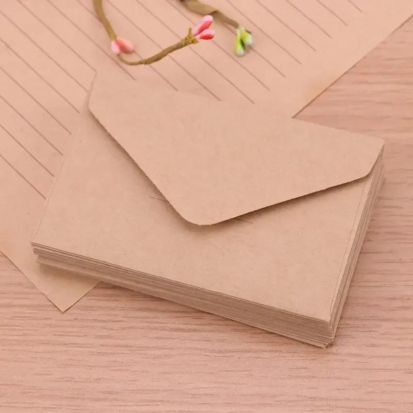 

20Pcs 22x11cm Blank Mini Paper Window Envelopes Classical White Black Kraft Wedding Invitation Gift темно-желтого