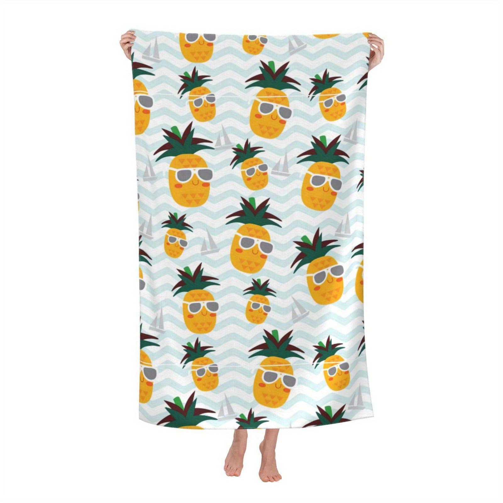 Jmg Household Supplies Pineapple Beach Towel - Microfiber, Sand-Free, Quick-Drying, Soft, Perfect For Home, Pool, Travel, Bath, And Summer Gifts