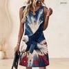 Plus Size Women Round Neck Sleeveless Midi Dress Summer Relaxed Casual Wear