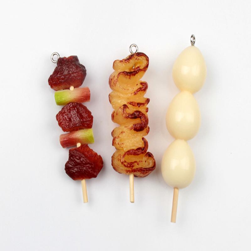 Spiedino di Calamari Pvc Porta Chiave Auto Chiave di Casa Cibo Finto Portachiavi Spiedino Simulatione Portachiavi Barbecue Moda Coreana Gioielli Ciondolo per Borsa