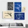 Gun Blueprint Luger Pistol Patent Chart Canvas Painting Posters And Prints Wall Pictures For Living Room Decoration Home Decor