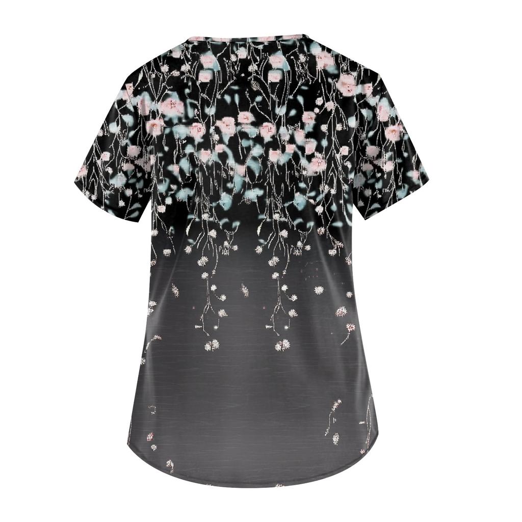 Women's V-neck Fashion Casual Printed Tops And Protective Workwear