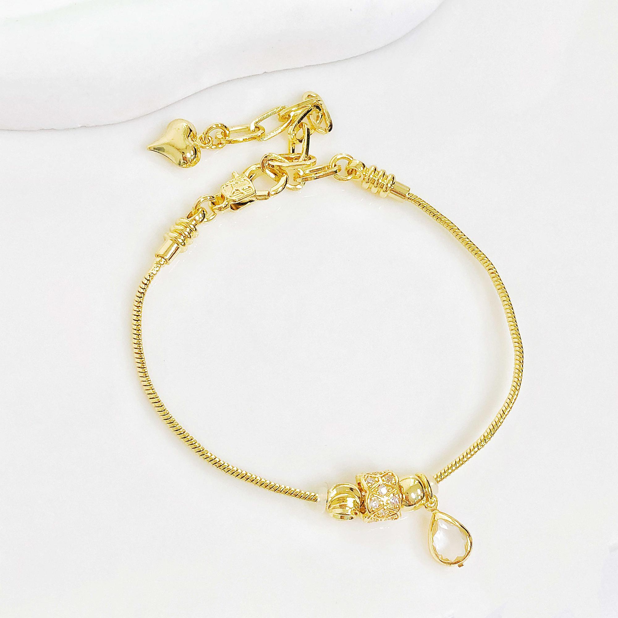

High-Quality Gold-Plated Pumpkin Bead Snake Chain Bracelet Barrel Beads Zircon Stones for Women s Zircon Making Party Gift
