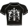 Y2K černá sladká dívka štíhlá lebka tisk zábavné vintage grafické oblečení crop top E-girl