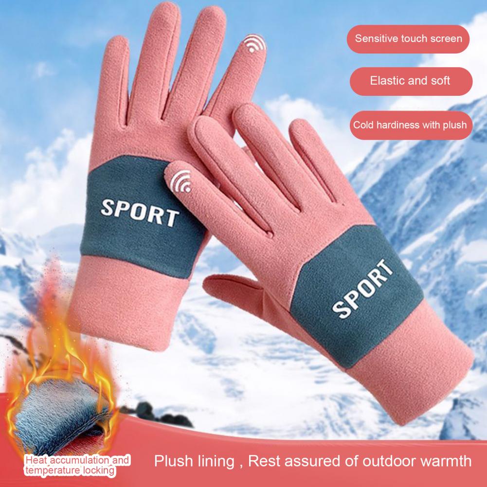 1 Pair Popular Cycling Gloves Sporty Sport Gloves Touch Screen Keep Warm Full Finger Ridding Ski Gloves