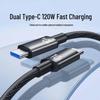 120W Dual Type-C Fast Charging Cable for Apple 15 Pro, Huawei, Xiaomi, and Laptops
