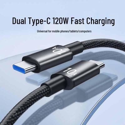 120W Dual Type-C Fast Charging Cable for Apple 15 Pro, Huawei, Xiaomi, and Laptops