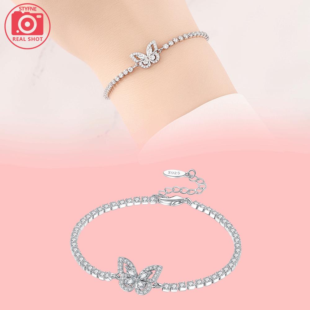 Authentic copper Starry Butterfly Bracelets Blue Zircon Cross Claws Bracelets Women Jewellery Accessory Anniversary Fine Gift
