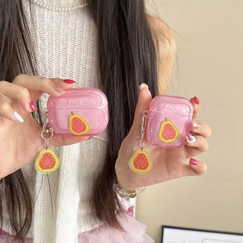 

Защитный чехол для наушников Pro2, чехол для наушников второго и третьего поколения, версия с шумоподавлением, третье поколение, четвертое поколение, корейский, милый, забавный, инс Apple airpods 4 [Foundation guava] send pendant