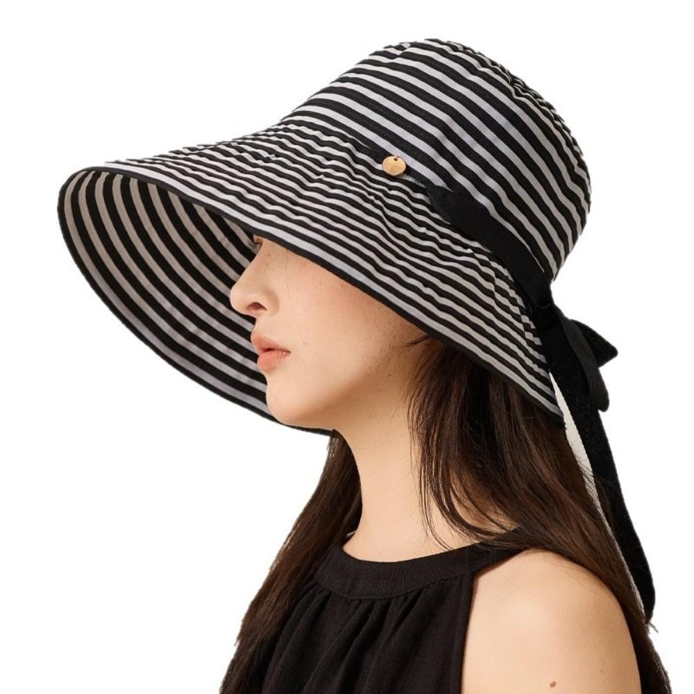 Wide Brim Fisherman Hat Striped UV Protection Hat Fashion Wide-Brimmed Hat  Outdoor Sports