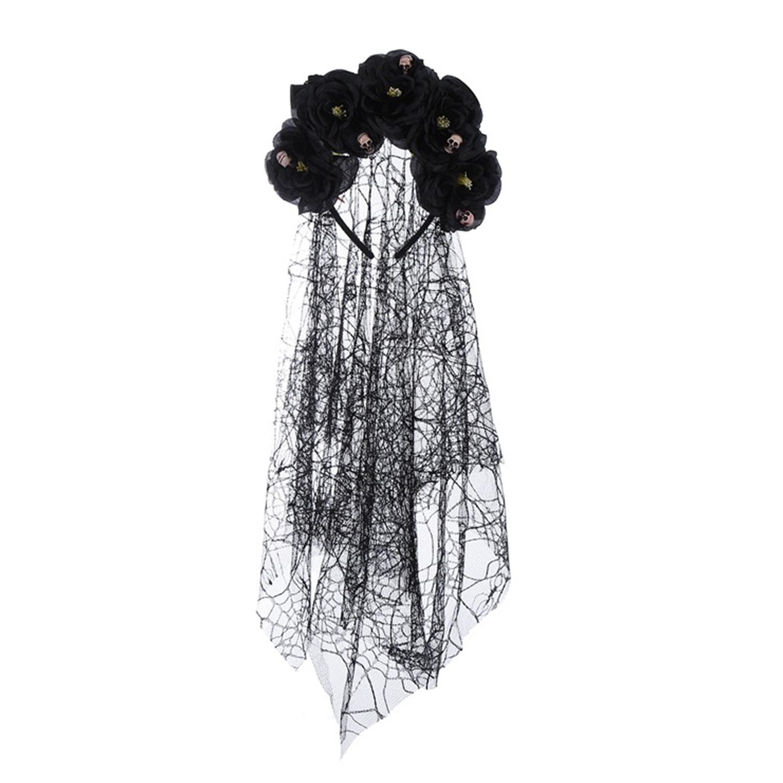 

Flower Headband Skull Veil Headbands LolitaStyle Costume Headwear Party Props Hair Decorations Women Garland 2