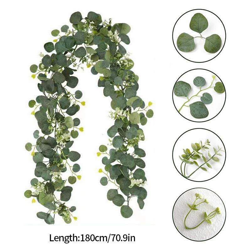 220Cm Artificial Garland Eucalyptus Hanging Plants Leaves Home Decor Fake Plants Vine Berries Garland Flower Wedding Party Decor