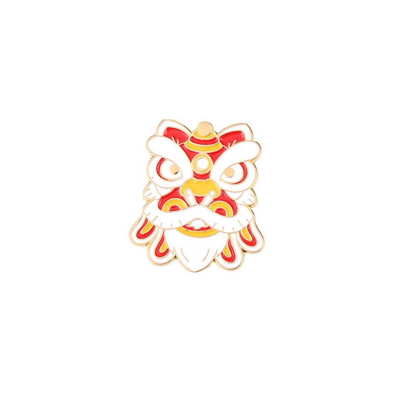 Alloy Eyecatching Lion Head Enamel Brooch For Festive Celebrations And Unique Fashion
