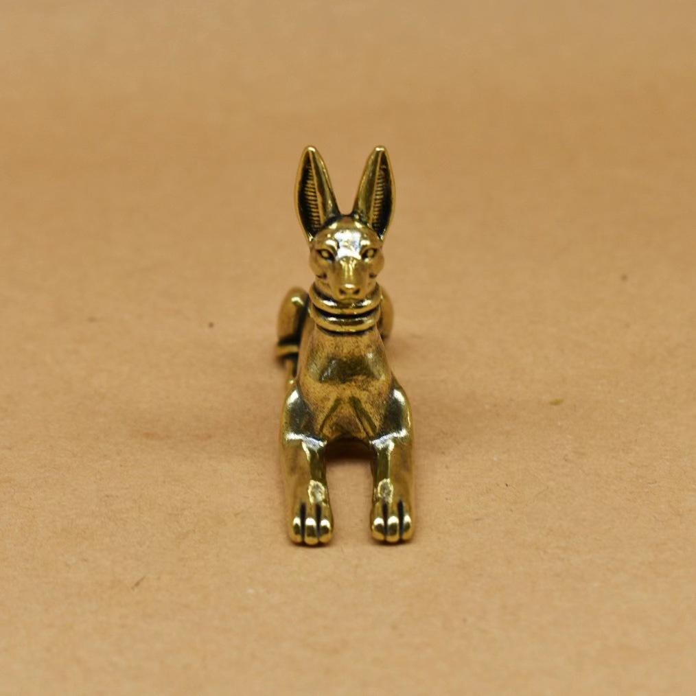 1pc Vintage Brass Egyptian Pharaoh Hound Statue - Exquisite Decorative Art Piece for Home, Office, or Cafe, Ideal for Bookshelve