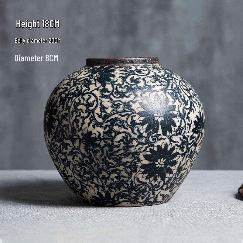 Blue and White Ceramic Cylindrical Flower Vase