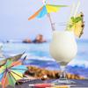 Drink Umbrella Toothpicks 10Pcs/set Colorful Luau Parasols Toothpicks Hawaiian Party Cocktail Paper Umbrella Toothpicks