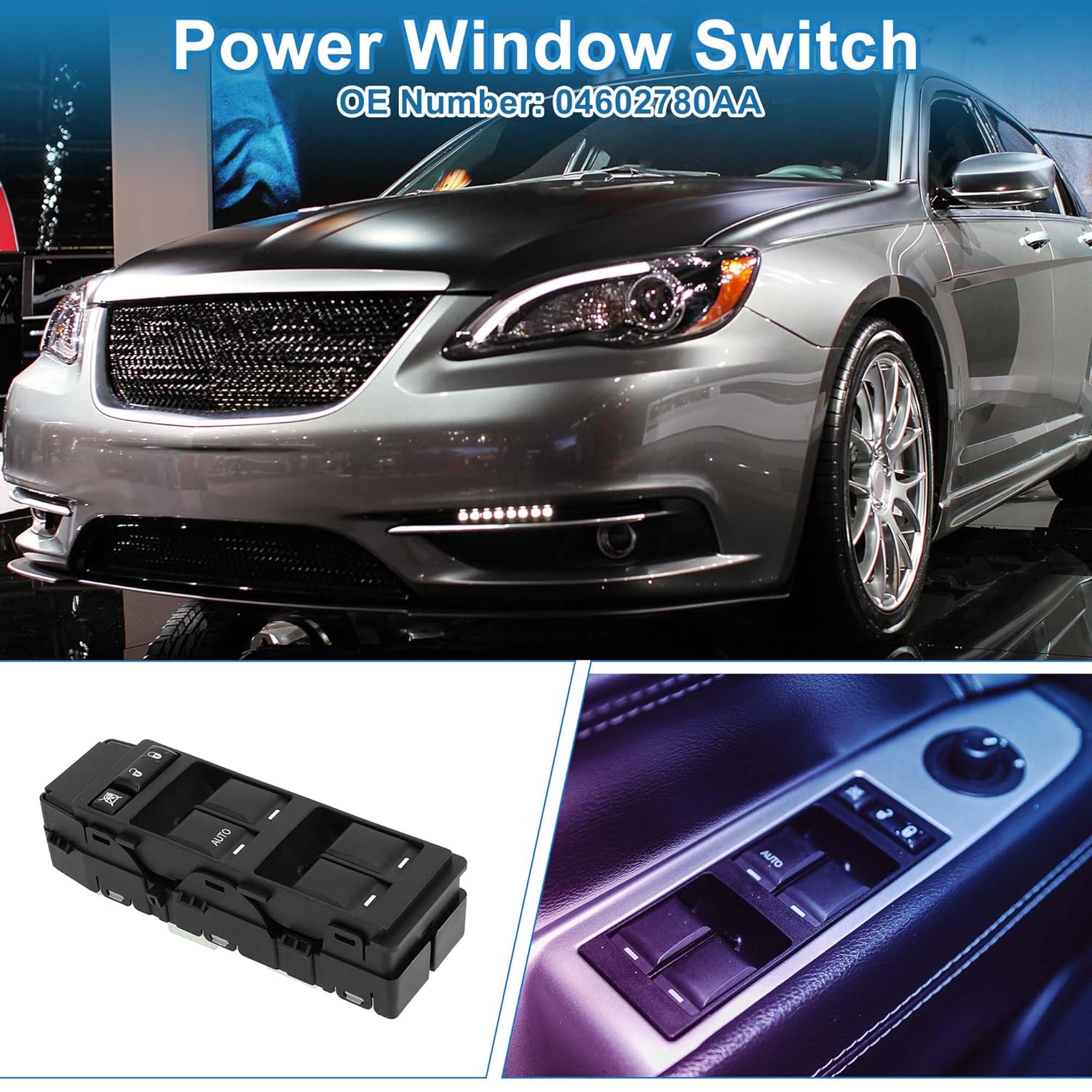 Power Window Switch No.04602780AA Window Control Switch for Chrysler 200 300 Sebring Black
