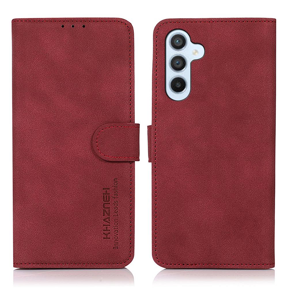 

KHAZNEH For Samsung Galaxy S25/S24 Case Anti-Scratch PU Leather Cover Wallet Drop-Proof Phone Shell Red