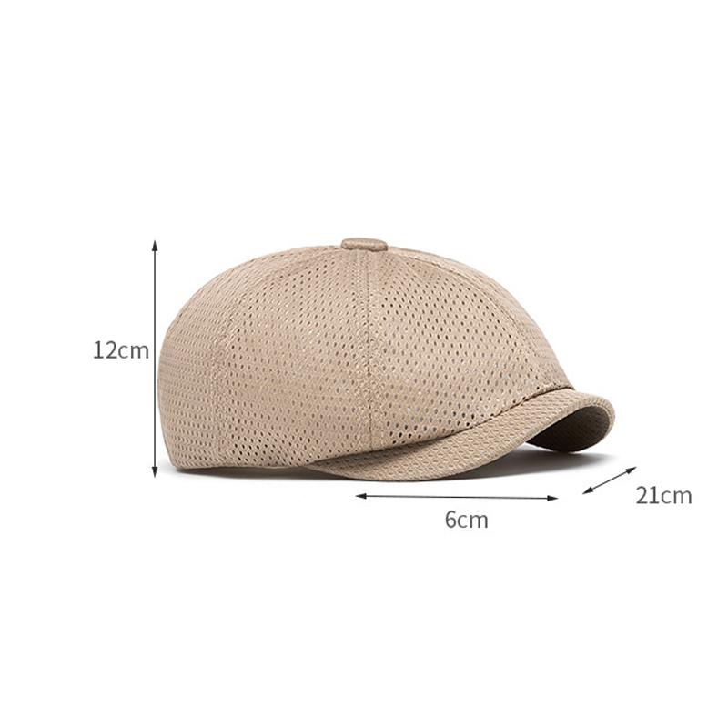 Summer Thin Breathable Mesh Cap Men's Hollow Cap Outdoor Sun Protection Sun Hat British Beret Octagonal Cap
