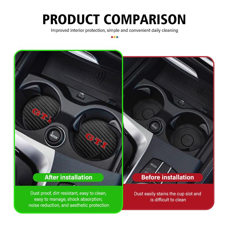 For VW VOLKSWAGEN 2026 New 2pcs Car Water Cup Holder Mat Anti Slip Insert Coasters Pads For Volkswagen Golf 4 5 6 7 GTI Tiguan P