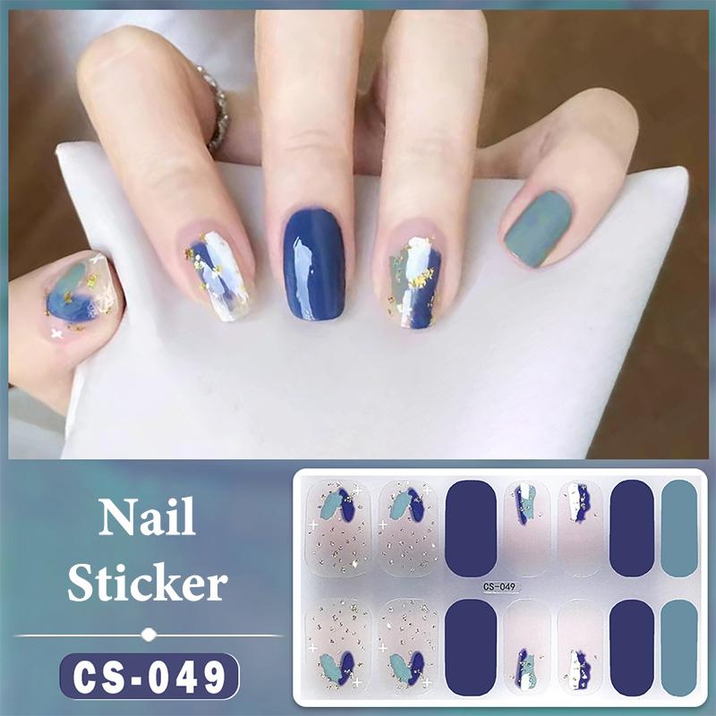 14 Nails Simple Waterproof Nail Wraps Full Cover Nail Stickers Firm And Not Easy To Fall Off Multi Color Nail Art For Women'S D