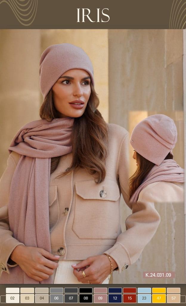 Woolen Hat with an Interesting Slit at the Back in Pink Kamea-Iris