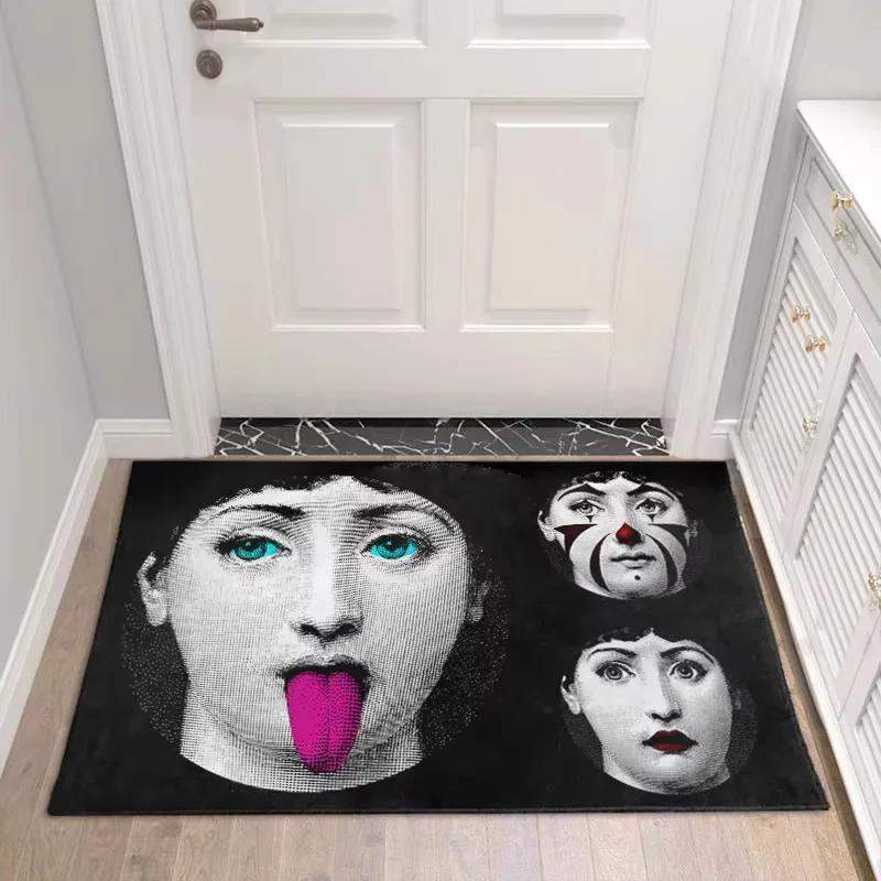 Fun Art Lady Portrait Carpet Rug for Living Room Bedroom Anti-slip Carpets Decor Bedside Soft Floor Mat Kitchen Entrance Mats