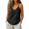 Women V Neck Sleeveless Tank Top Casual Loose Fit Linen Camisole with Pocket Design for Everyday Wear and Comfort