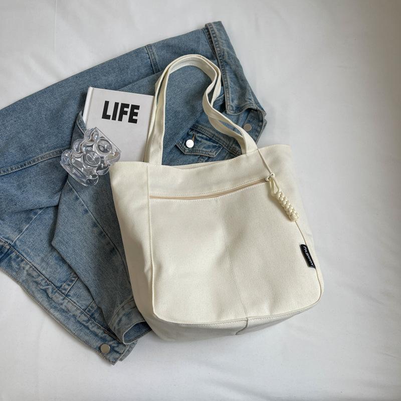 

Однотонная большая сумка для отдыха, весна-лето, иностранный стиль, сумка для выхода, сумка-тоут через плечо и подмышку бежевый