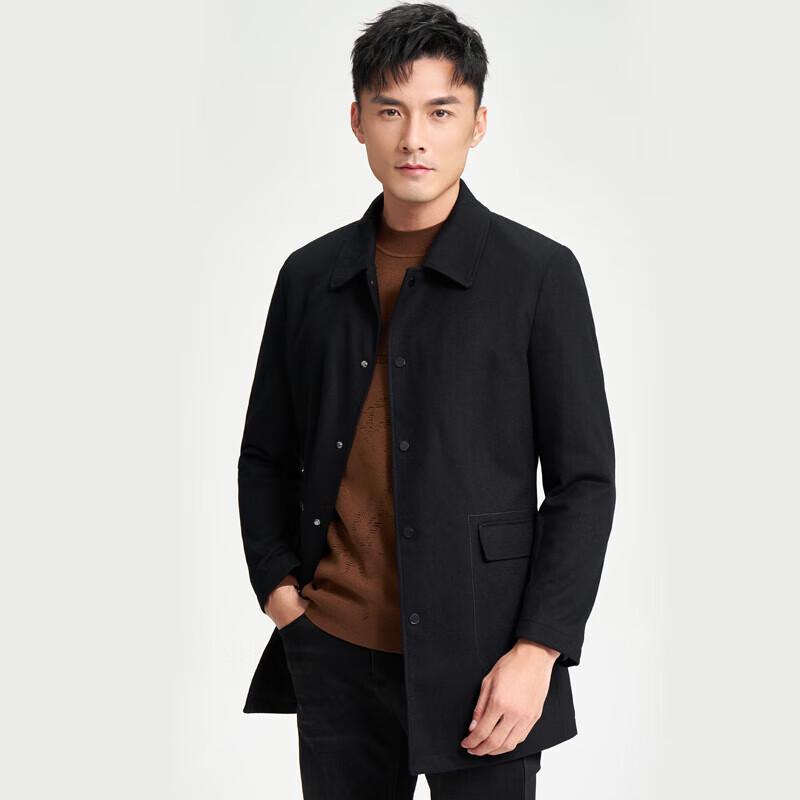 TRIES Men's Autumn/Winter Wool Blend Lapel Overcoat